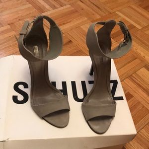 Schutz gray suede heels